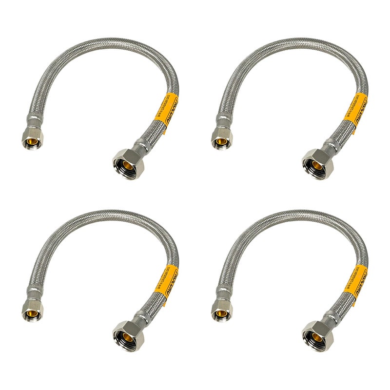 PROCURU [4-Pack] PROCURU 16-Inch (1.3Ft) x 3/8" Comp x 1/2" FIP Faucet Hose Connector, Stainless Steel Braided Supply Line, Certified Safe (9SF16-4P) - Image 1